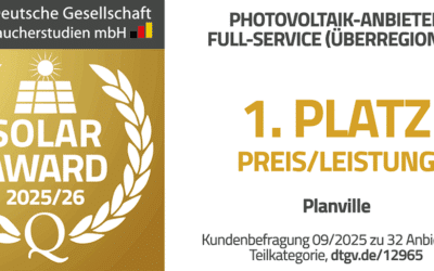 Platz 1 in Preis/Leistung: Darum ist Planville Ihr Top-Anbieter beim Solar-Award 2025/26